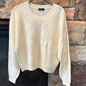 Vineyard Vines Cream Cashmere Diamond Pattern Crew Neck Sweater NWOT